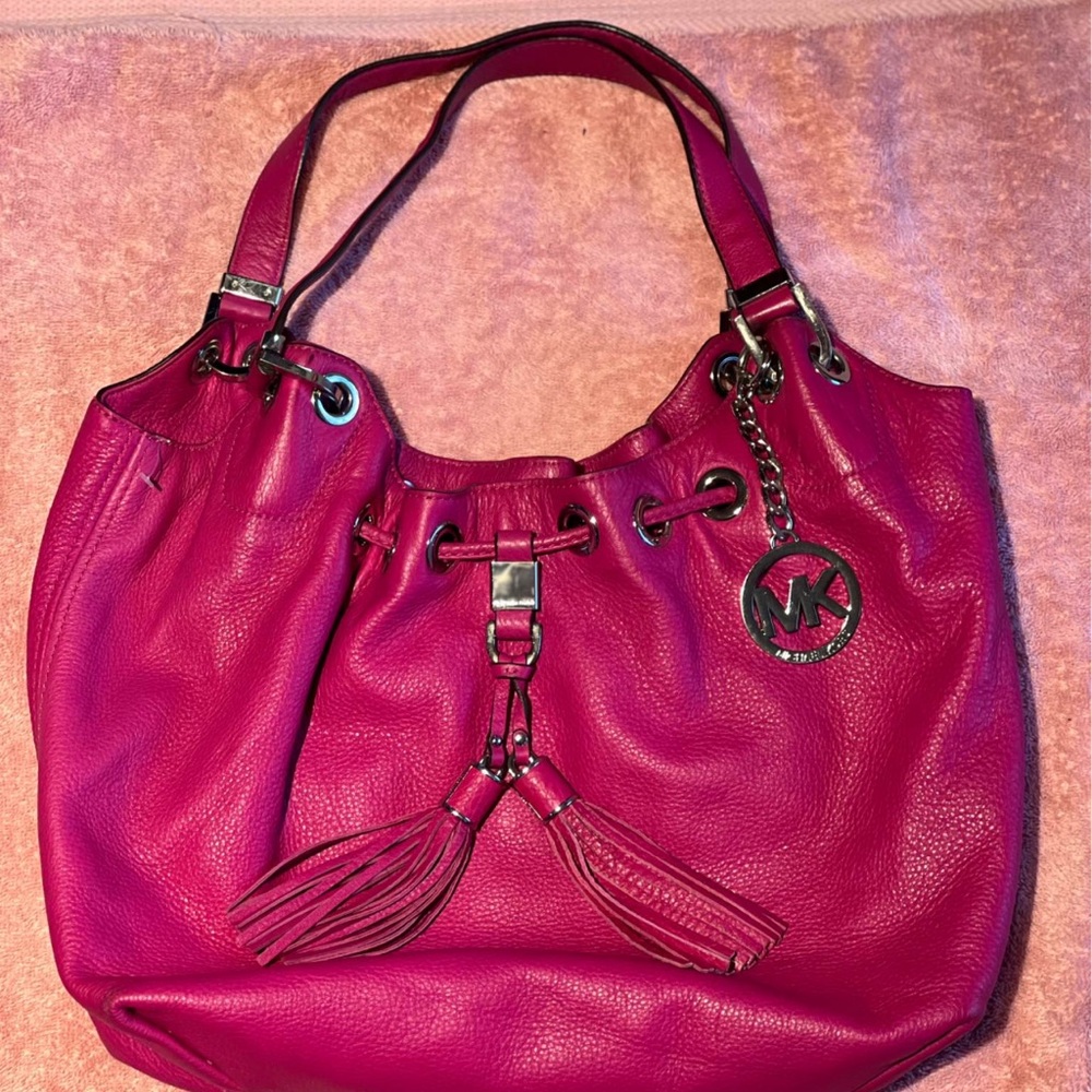 Michael Kors dark pink Leather hobo bag